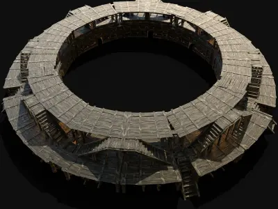ARENA FIGHT BATTLE WOODEN MEDIEVAL STANDS CONSTRUCTION AAA Low-poly 3D model
