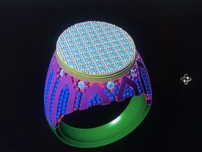 Silver diamond ring 3D print model