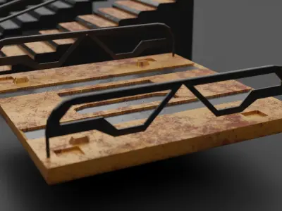 3d low poly modular sci-fi stairs designs 3D model