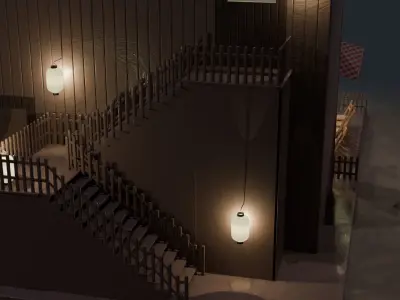 Japanese shop house or Japanese Machiya 3D model