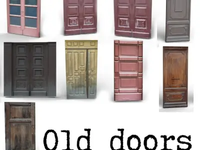 Old wooden doors Low-poly 3D model