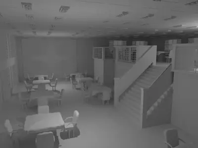 Restaurant Interior No Material 3D model