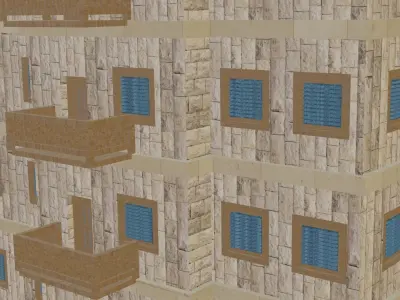 House Model 5 building Low-poly 3D model