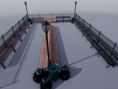 Park Props Pack - UE4 Game Ready Low-poly 3D model