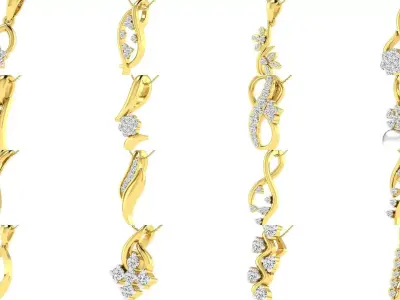 50 Bulk Women light weight pearl pendant 3dm stl render detail 3D Model Pack