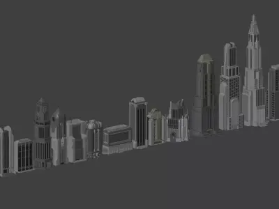 Dark Deco City Bundle 3D model