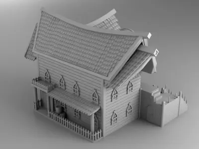 Two-storied Vikings house 3D print model