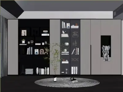 Modern Light Luxury Bookcase 3D model