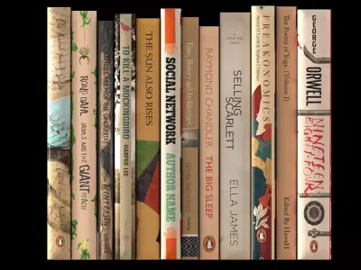 12 hardcover beige books 3D model