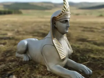 Sphinx sculpture  exterior and interior model  Low-poly 3D model