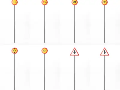 285 Spanish Traffic Road Sign Pack ES Low-poly 3D model