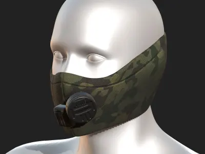 gas mask helmet scifi low poly pbr combat Low-poly 3D model