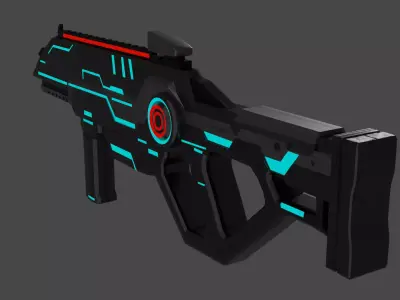Cyberpunk Rifle HV-12 Low-poly 3D model