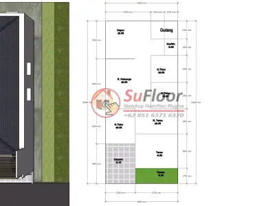 House 8x18m code 645 - Sketchup 3D model 3D model 3D model