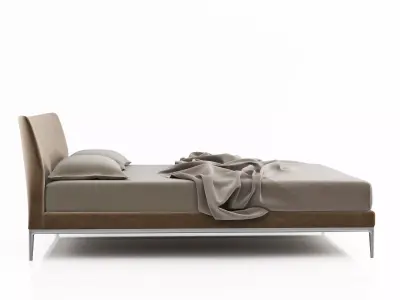 Maya modern bed frame with upholstered headboard and footboard 3D model