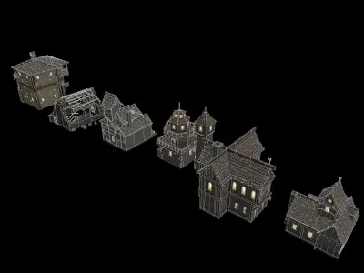 Fantasy Building pack Low-poly 3D model