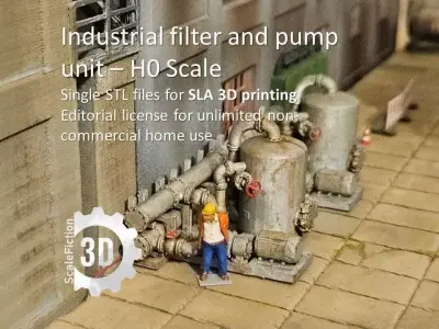  Industrial Filter and Pump Unit - H0 Scale 3D print model