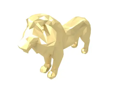 Low Poly Lion Statue v1 002 Low-poly 3D model