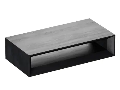 Vernon Rectangular Ebonized Pine Wood Coffee Table with Shelf 3D model