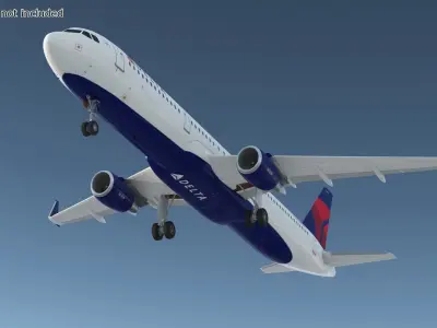  Delta Air Lines Airbus A321 with Cabin and Cockpit Rigged for Maya 