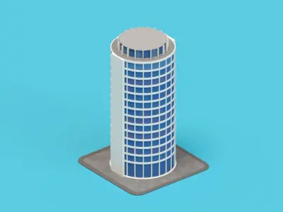 Cartoon Building Low-poly 3D model get