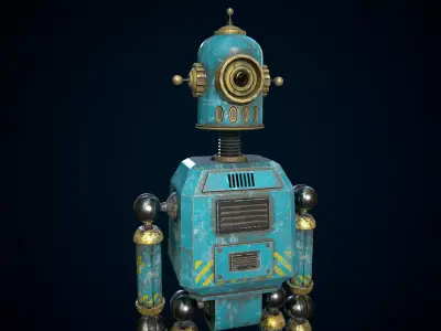 Retro Robot Low-poly 3D model