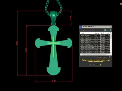 Light Gold 18K Cross Pendant 2CP052 3D print model