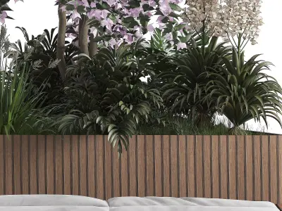 Modern Triangular Planter Bench - Outdoor Seating 3D model