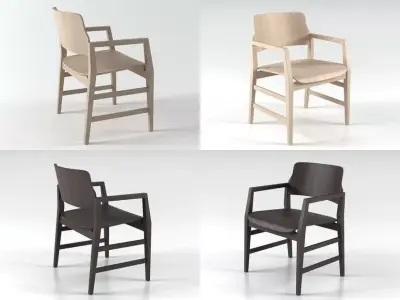 Malmo set of four wooden chairs 3D model