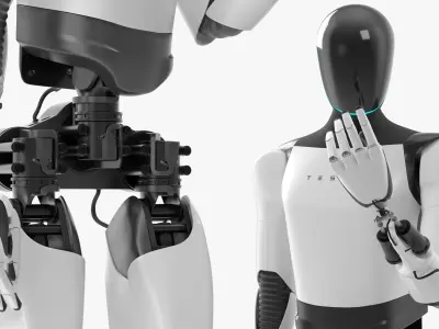  Tesla Optimus Gen 2 Humanoid Robot White Rigged 