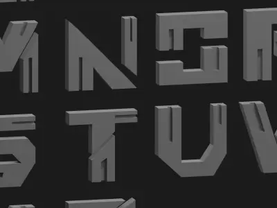 Cyberpunk 3D Alphabet  Vol 01 Solid Only Low-poly 3D model