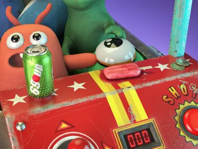 Teddies claw machine Low-poly 3D model