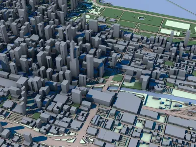 Chicago Cityscape Illinois Architecture Lake Michigan 3D model
