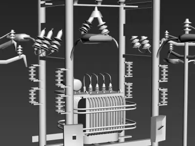 Power Transformer- low poly  Low-poly 3D model
