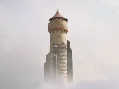 Medieval DRAGON Tower 03 Low-poly 3D model