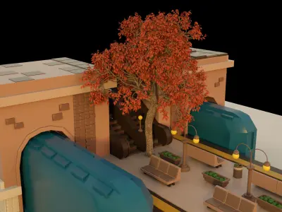 Subway Station Cartoon low-poly 3d model Game 3D model