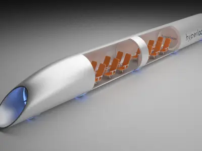 Hyperloop futuristic high speed train 3D model