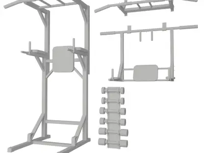 Wall horizontal bar horizontal bar 3 in 1 and Dumbbells 3D model