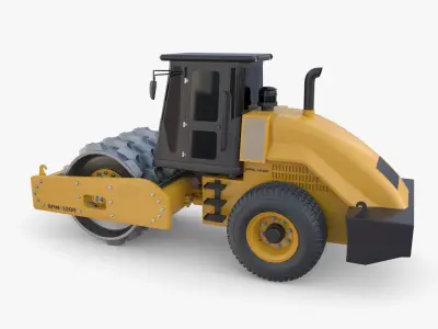 Road roller V8 Low-poly 3D model