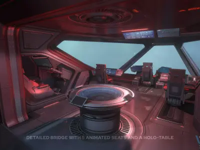 Minerva - Spaceship with Interior Low-poly 3D model