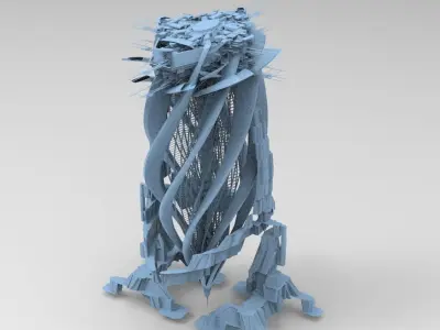 Brutalist spiral gravity tower 3D model