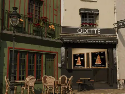 paris cafe Low-poly 3D model