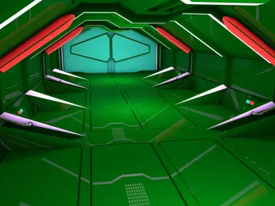 sci fi corridor 3D model 7