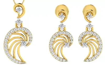 Earring Pendant Set 3dm STL OBJ FBX Render Details 3D print model shop