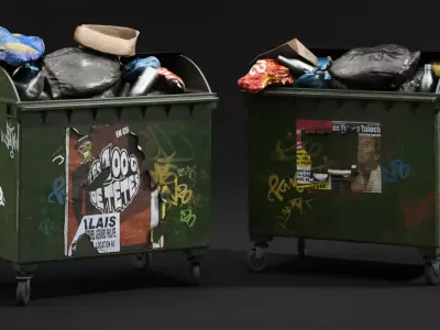 Trash Containers Set Low-poly 3D model