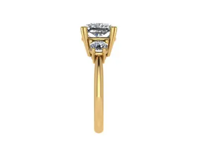 Ring100 three stone engagement ring gold 3D print model