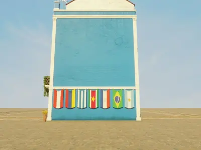 SOUTH AMERICAN BUILDING 007 Low-poly 3D model