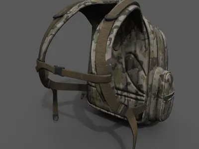 Backpack military combat soldier human camping  Low-poly 3D model