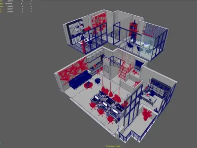 duplex Office apartment floorplan 3D model