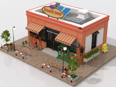 Flower Shop Low-poly 3D model